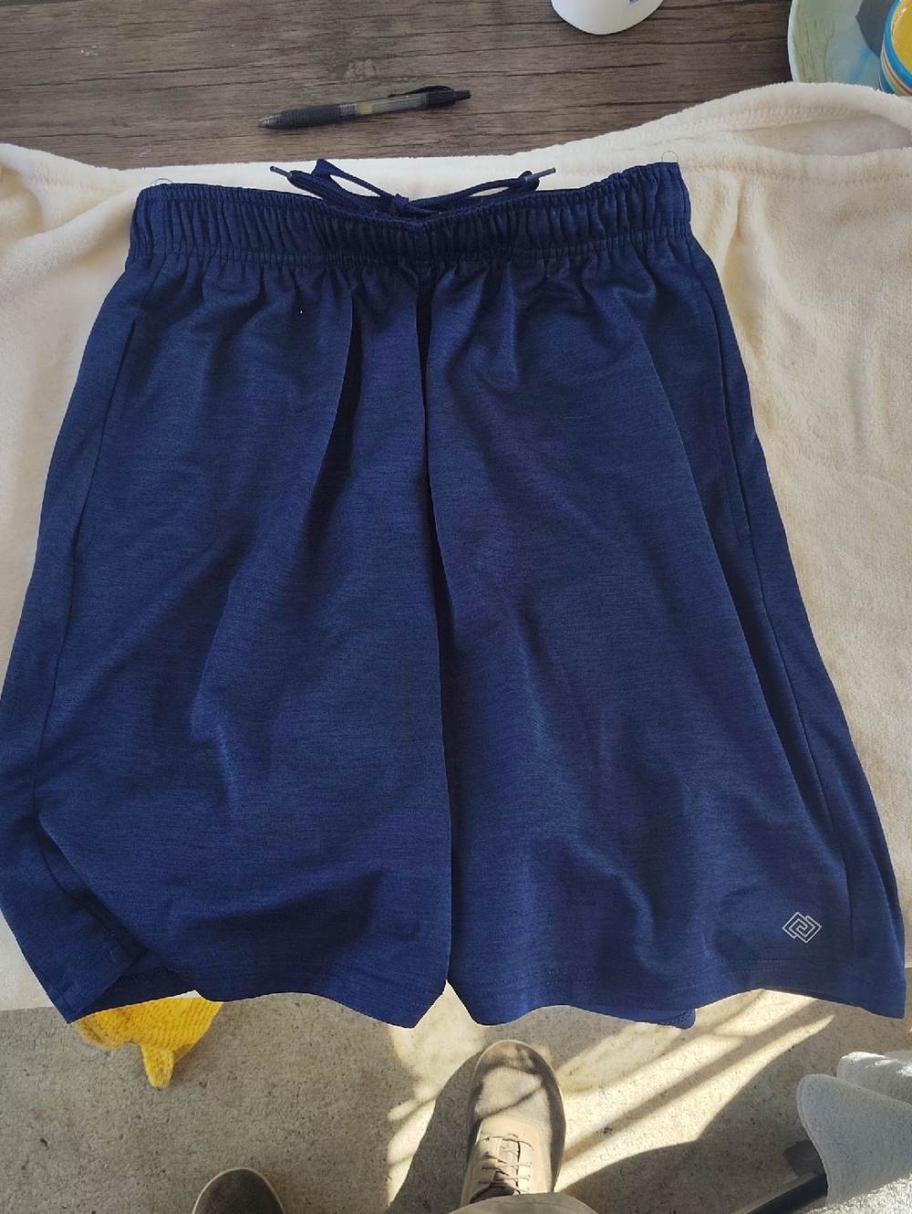 Zelos  Navy Blue Heathered Athletic Basketball‎ Shorts Size Medium Drawstring